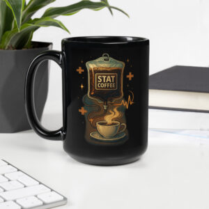 STAT Coffee Black Glossy Mug